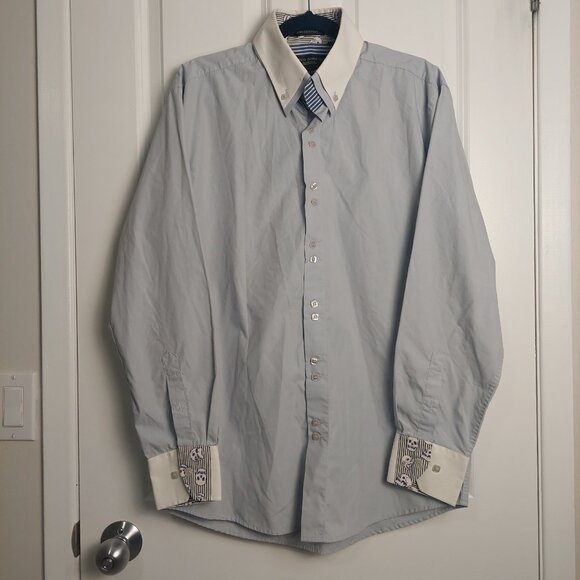 Marco Donateli Dress Shirt Men's Large Grey with Fun Details - Picture 2 of 10